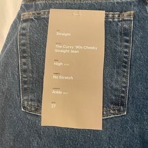 BRAND NEW WITH TAGS Size 27 Everlane Ankle Curvy 90's Cheeky Straight Jean